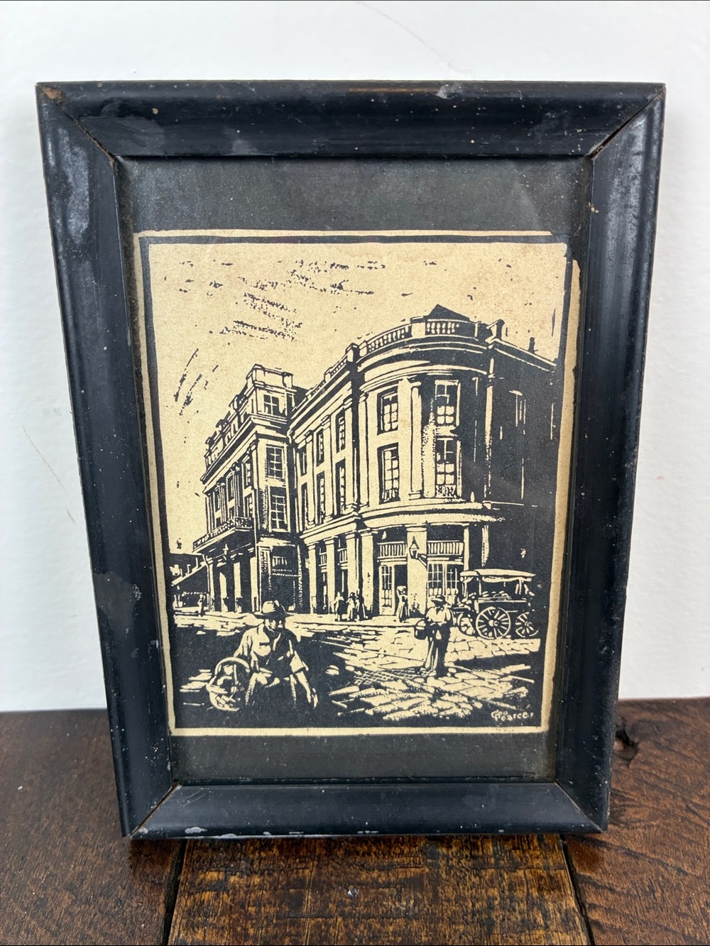 Artist George Pearce Framed Block Print “French Opera House” Mid Century